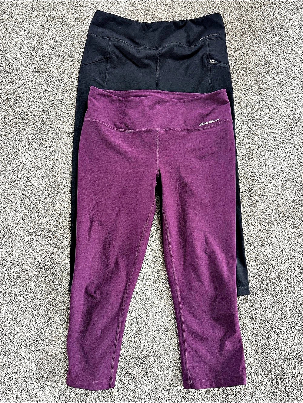 Eddie Bauer Trail Tight Capri Leggings Purple & Black Medium